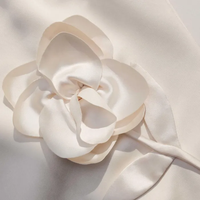 Self Portrait Dresses Women Cream 3D Flower Satin Mini Dress