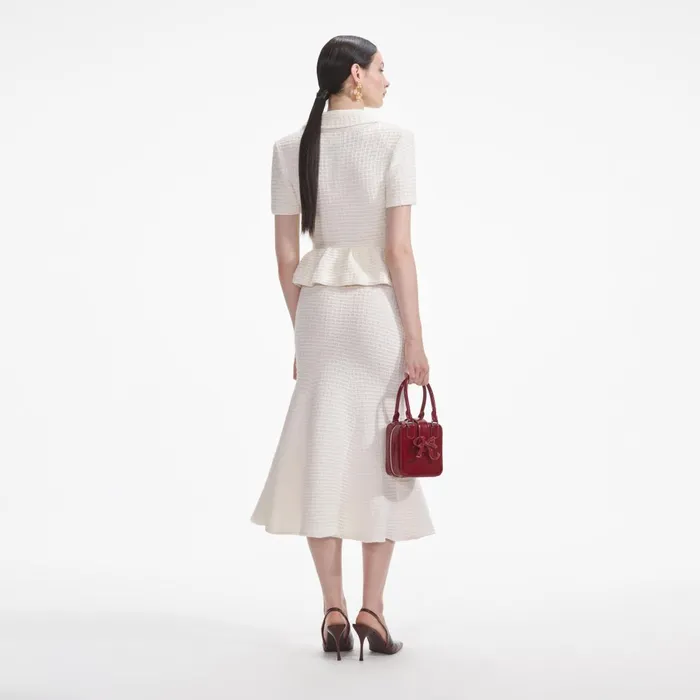 Self Portrait Dresses Women Cream Textured Knit Midi Dress