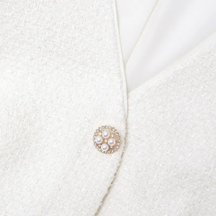 Self Portrait Dresses Women Cream Tinsel Boucle Midi Dress