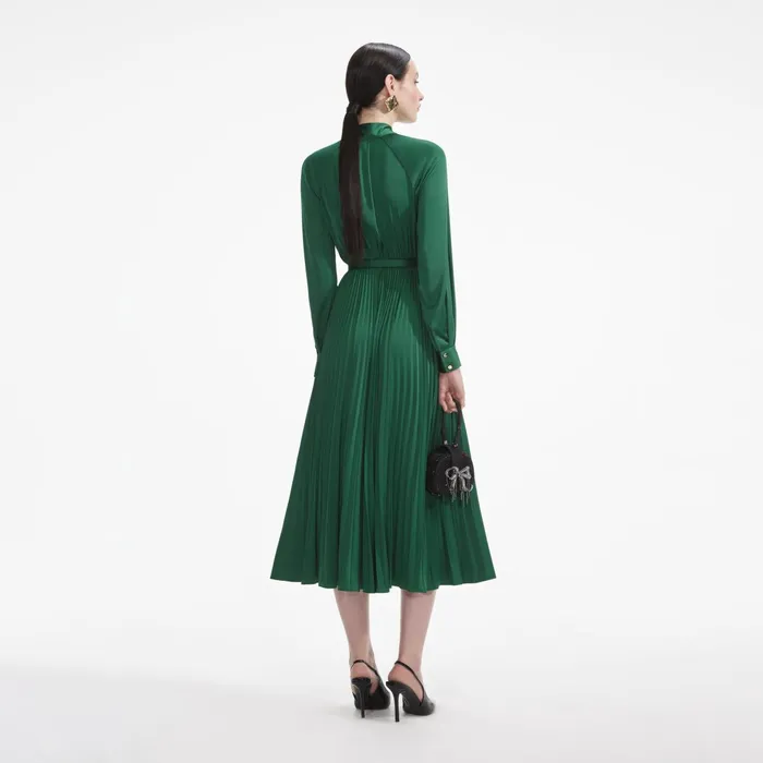 Self Portrait Dresses Women Green Satin Midi Dress