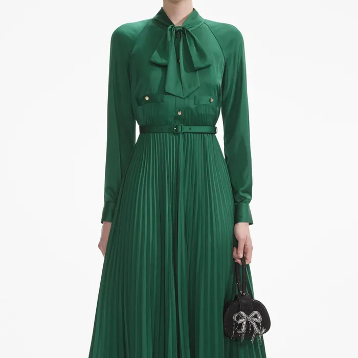 Self Portrait Dresses Women Green Satin Midi Dress