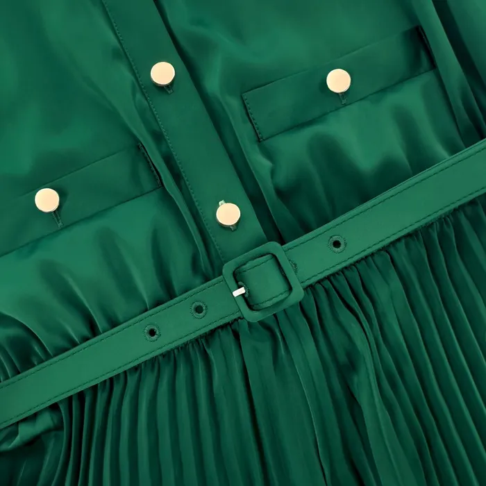 Self Portrait Dresses Women Green Satin Midi Dress