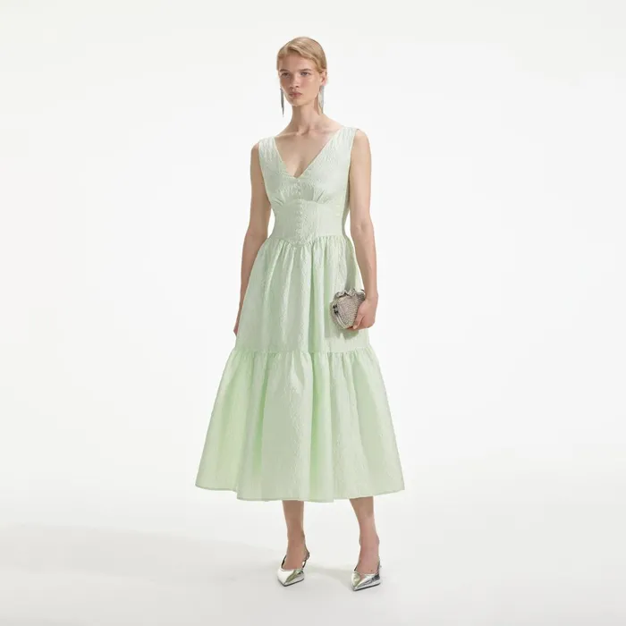 Self Portrait Dresses Women Mint Jacquard Midi Dress