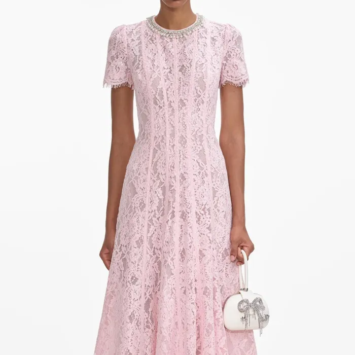 Self Portrait Dresses Women Pink Lace Embellished Midi Dress