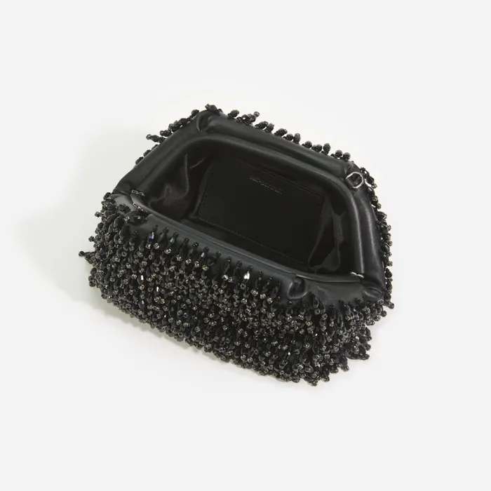 Self Portrait Handbags Women Black Crystal Clutch Black