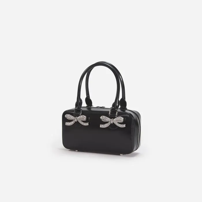 Self Portrait Handbags Women Black Leather Mini Tote Bag Black