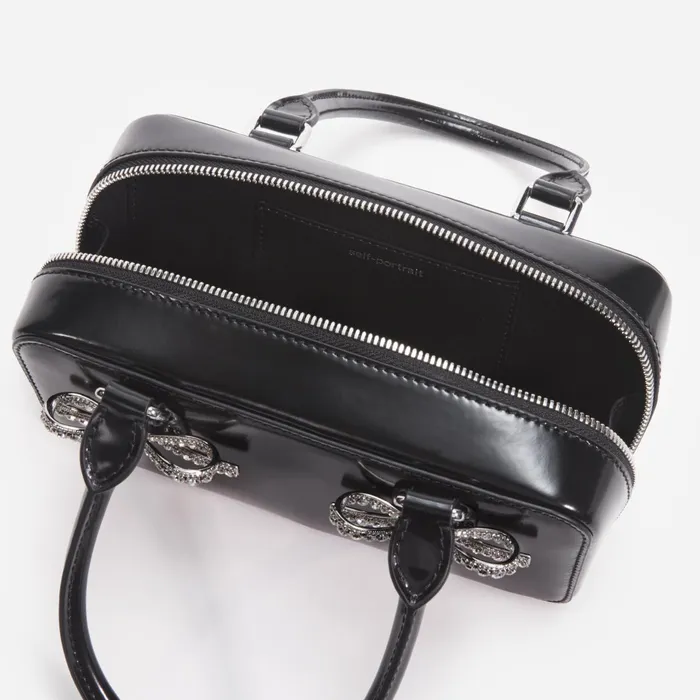 Self Portrait Handbags Women Black Leather Mini Tote Bag Black
