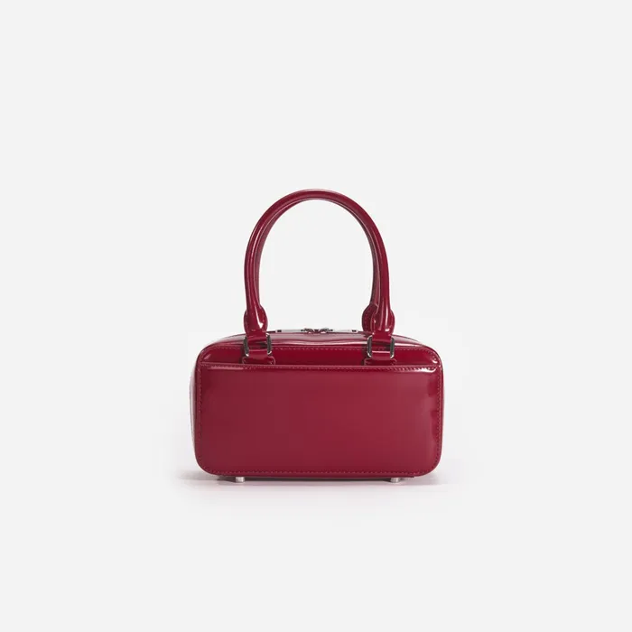 Self Portrait Handbags Women Burgundy Leather Mini Tote Bag Red