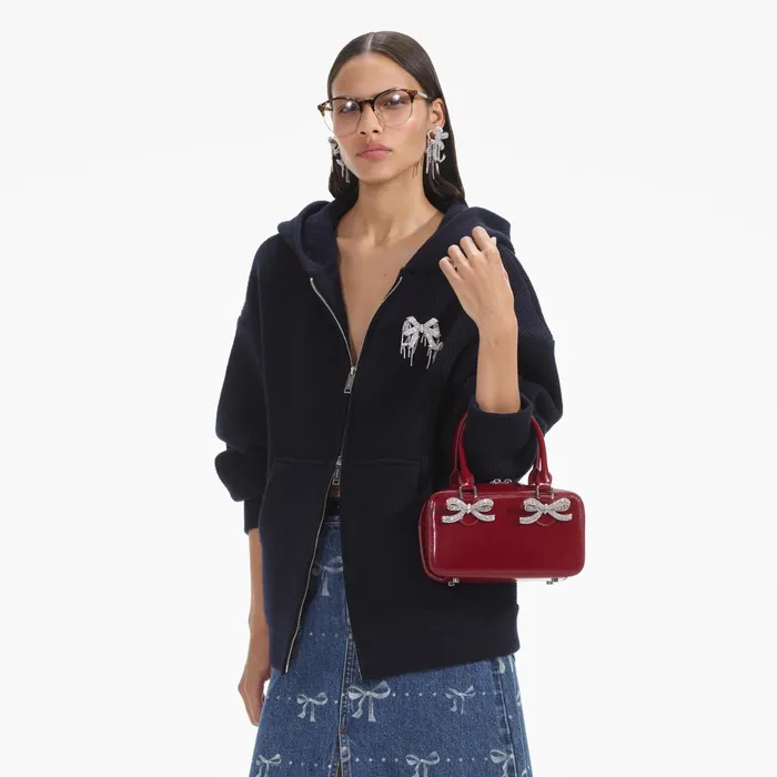 Self Portrait Handbags Women Burgundy Leather Mini Tote Bag Red