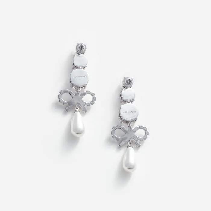 Self Portrait Jewellery Women Crystal Bow Pearl Earrings