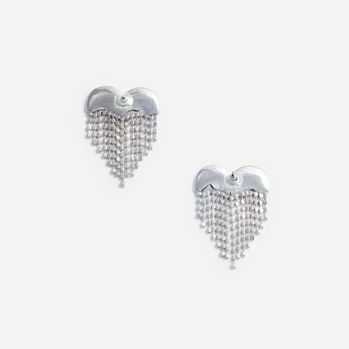 Self Portrait Jewellery Women Crystal Heart Earrings Silver