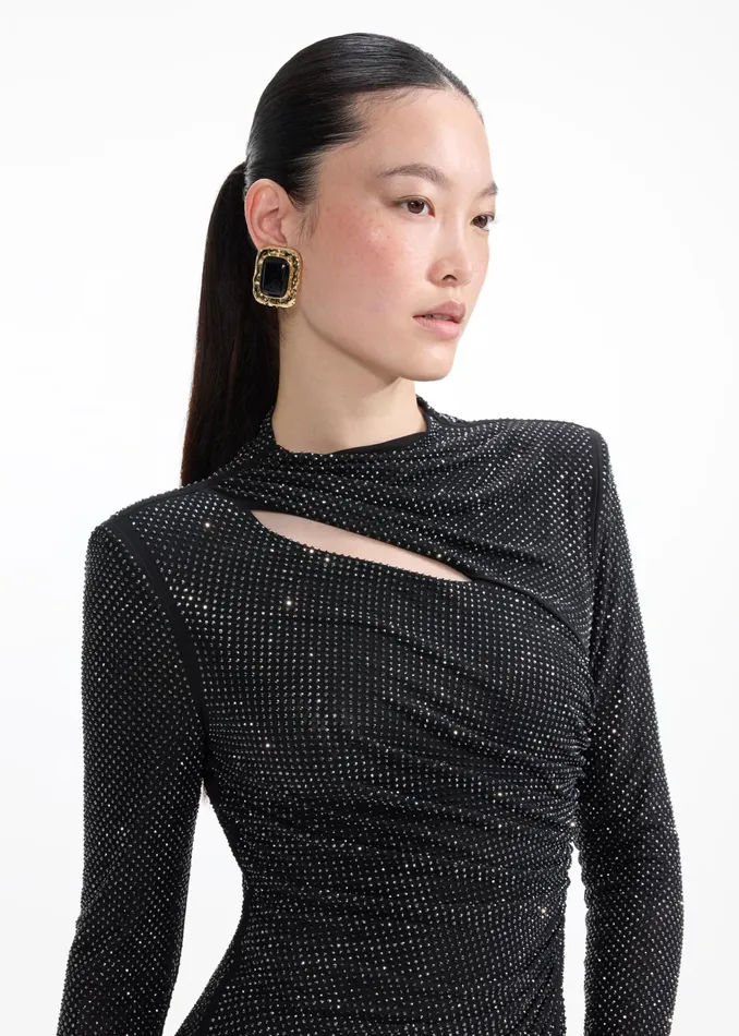 Self Portrait Jewellery Women Mottled Gold Black Earrings Gold