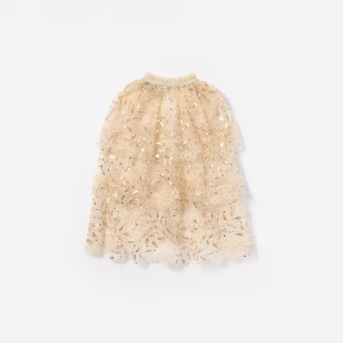 Self Portrait Kids Cream Sequin Tulle Cape