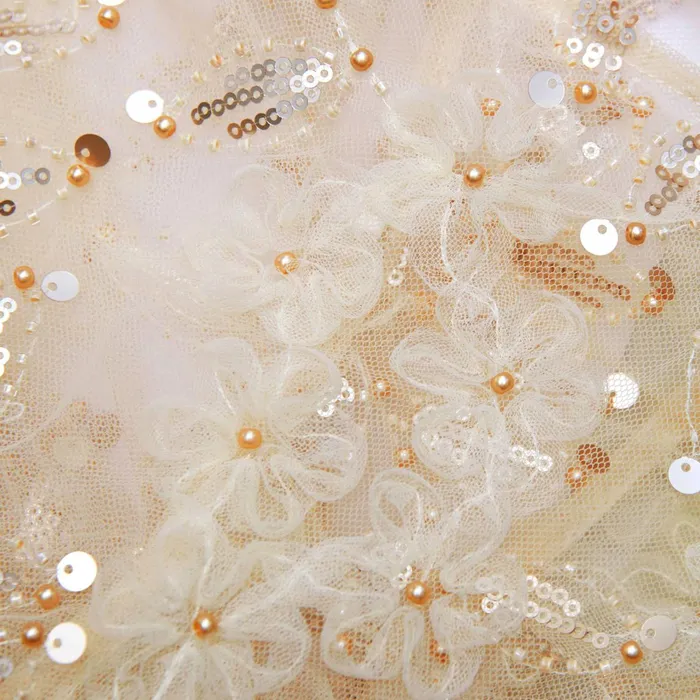 Self Portrait Kids Cream Sequin Tulle Cape
