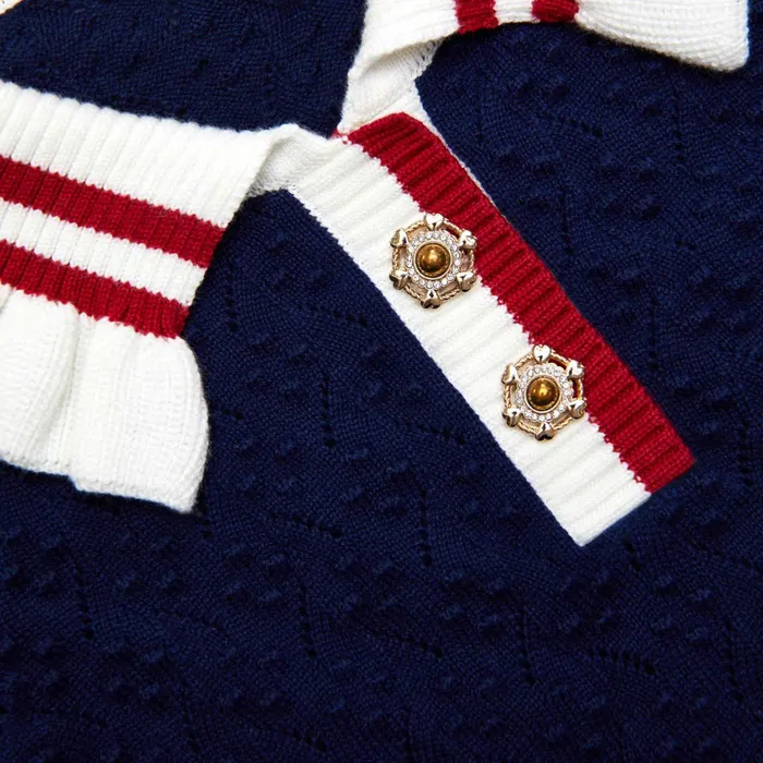 Self Portrait Kids Navy Textured Knit Cardigan