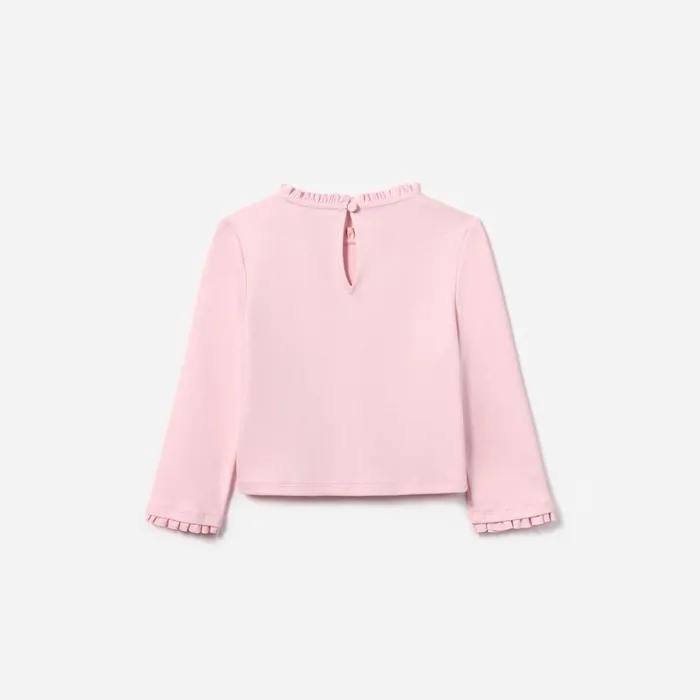Self Portrait Kids Pink Jersey Ruffle Heart Top
