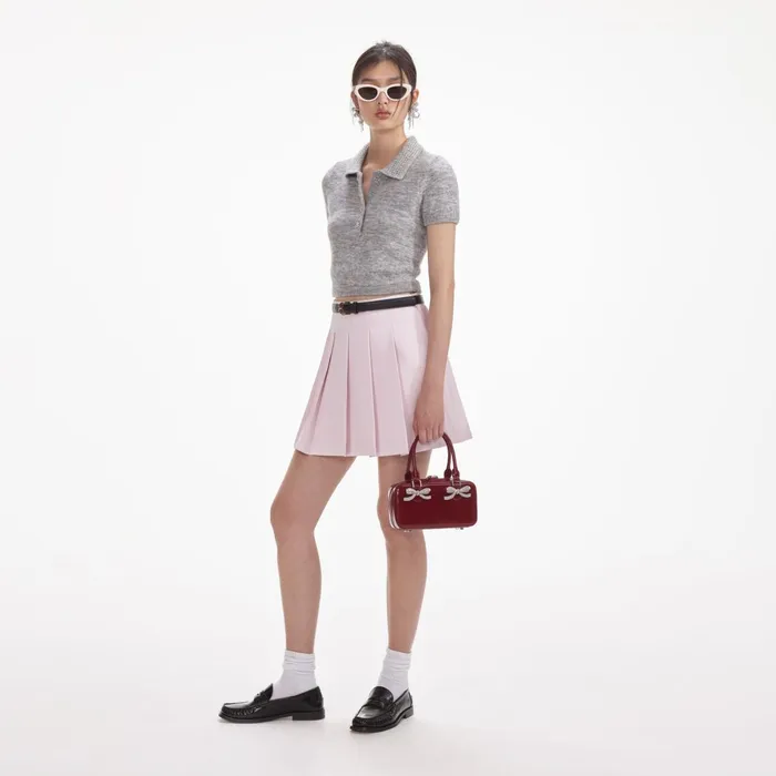 Self Portrait Knitwear Women Grey Melange Diamante Knit Top