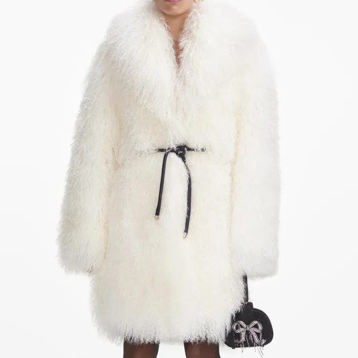 Self Portrait Outerwear Women Cream Shearling Coat Cream