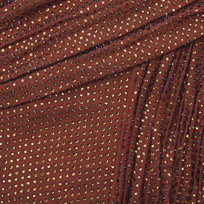 Self Portrait Tops Women Brown Rhinestone Mesh Top Brown