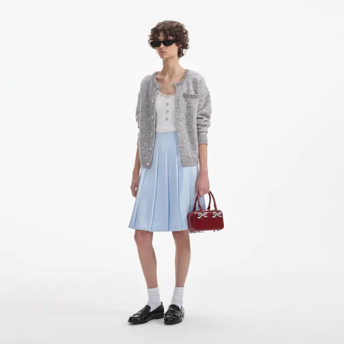 Self Portrait Tops Women Grey Melange Cardigan