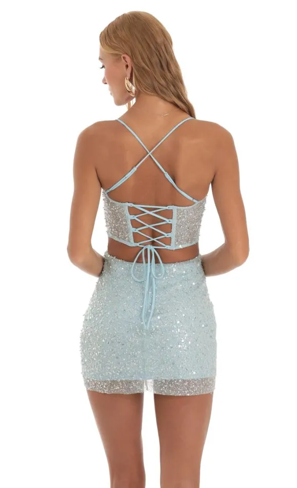 Sequin Corset Dress Blue Women LUCY IN THE SKY Mini Dresses Sequin Corset Dress Blue Women LUCY IN THE SKY Mini Dresses
