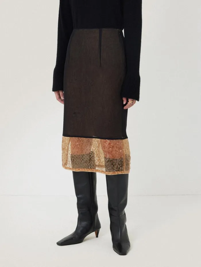 Sequin Mesh Skirt Black Women Jigsaw Party