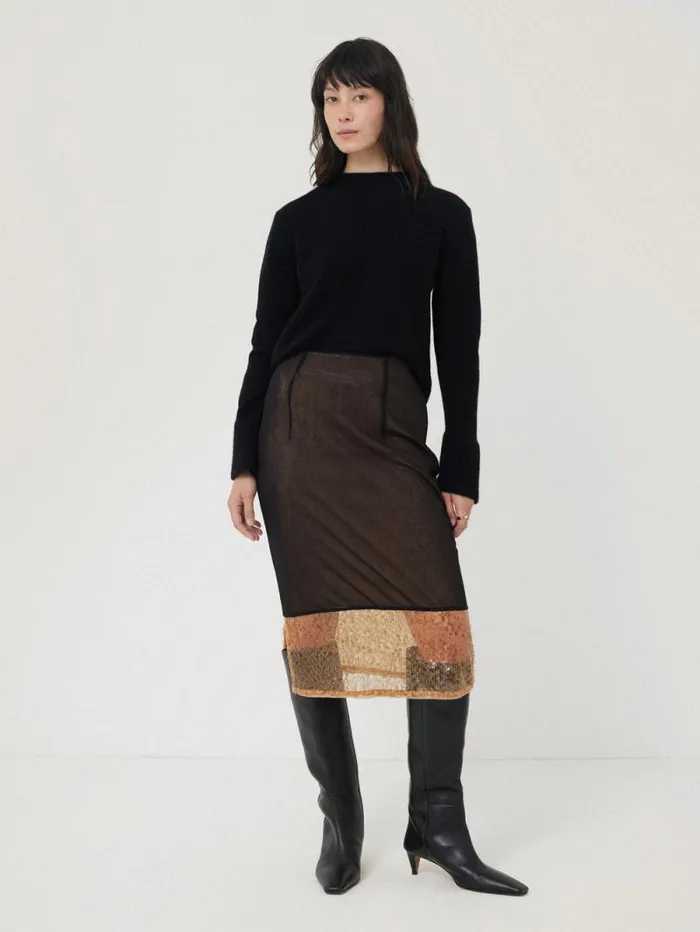 Sequin Mesh Skirt Black Women Jigsaw Party