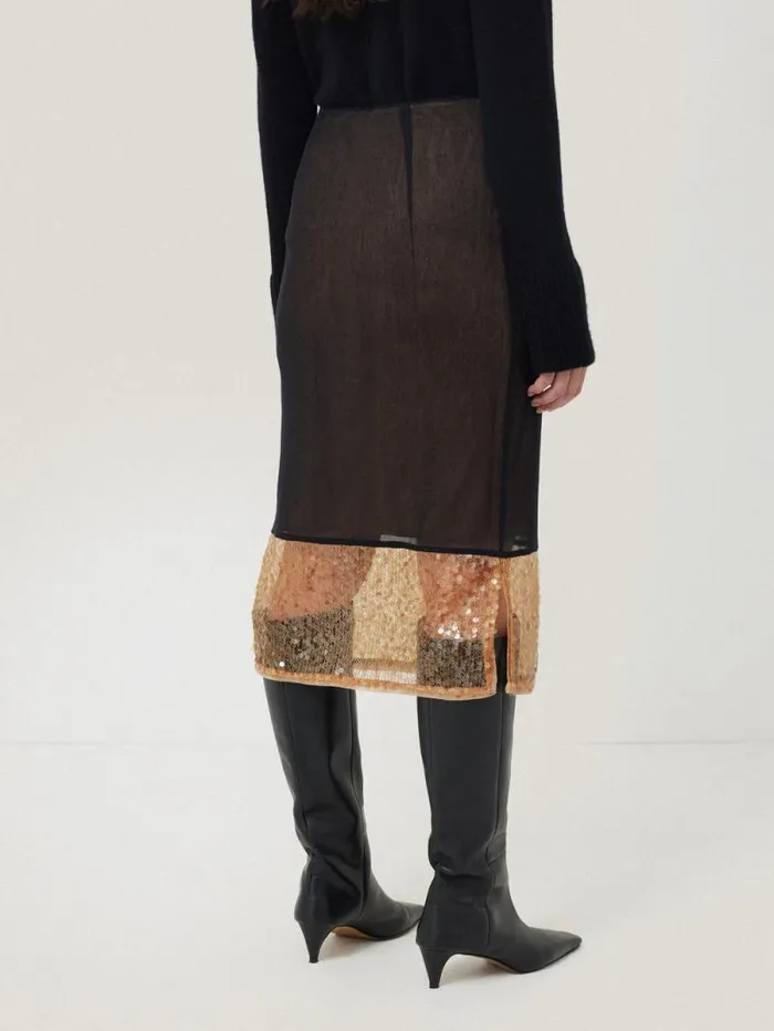 Sequin Mesh Skirt Black Women Jigsaw Party