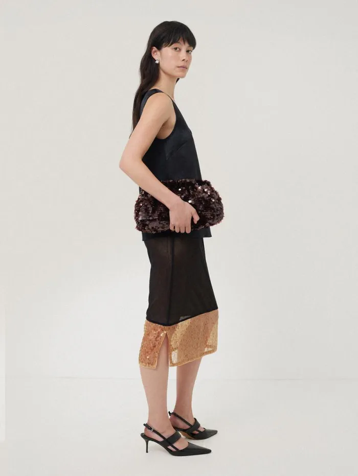 Sequin Mesh Skirt Black Women Jigsaw Party