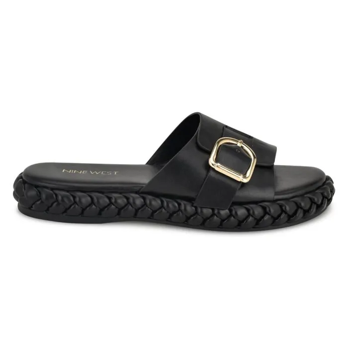 Shantel Casual Woven Footbed Sandals Black Women Nine West Sandals