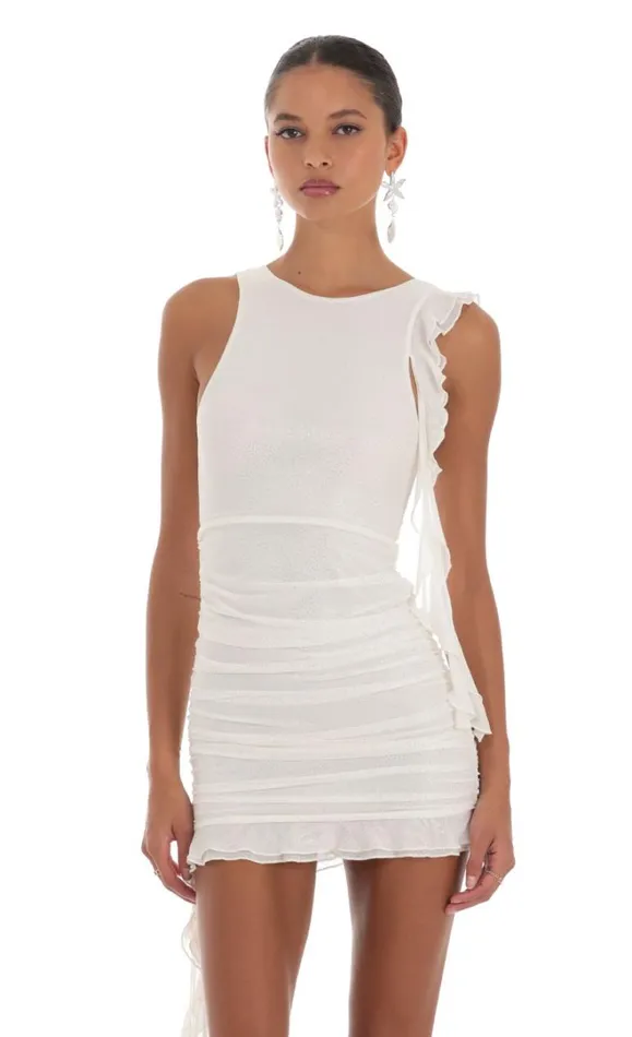 Shimmer Tassel Dress White Women LUCY IN THE SKY Mini Dresses Shimmer Tassel Dress White Women LUCY IN THE SKY Mini Dresses