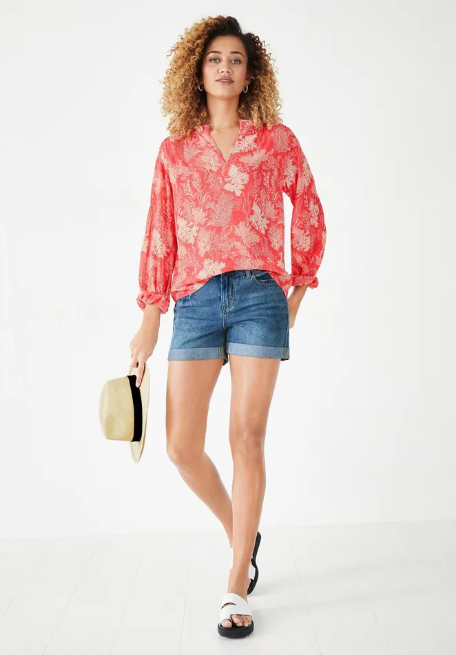 Shirts and Blouses Women Hush Althea Shirred Blouse Pink Coral Reef