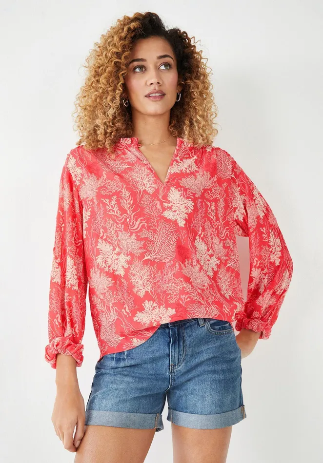Shirts and Blouses Women Hush Althea Shirred Blouse Pink Coral Reef