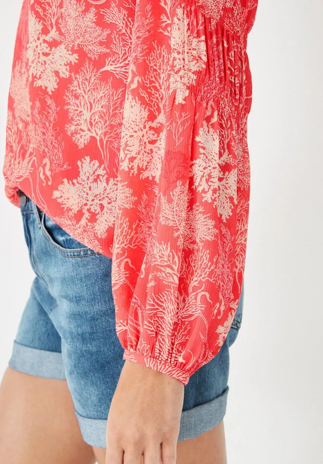 Shirts and Blouses Women Hush Althea Shirred Blouse Pink Coral Reef
