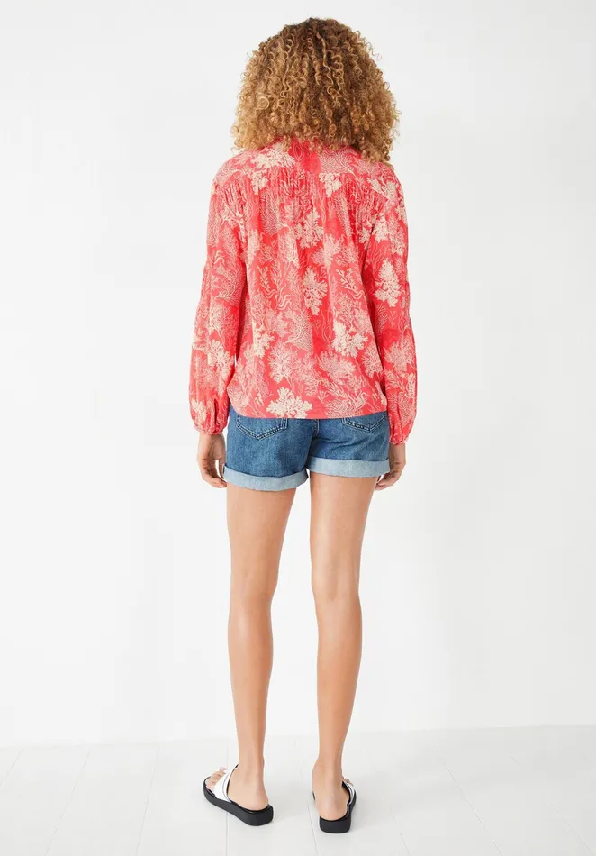 Shirts and Blouses Women Hush Althea Shirred Blouse Pink Coral Reef