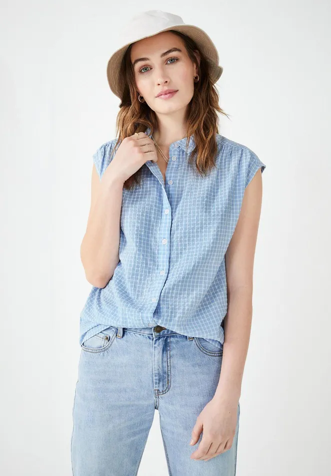Shirts and Blouses Women Hush Selena Checked Shirt Blue