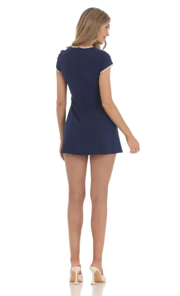 Short Sleeve Double Slit Dress Navy Women LUCY IN THE SKY Mini Dresses