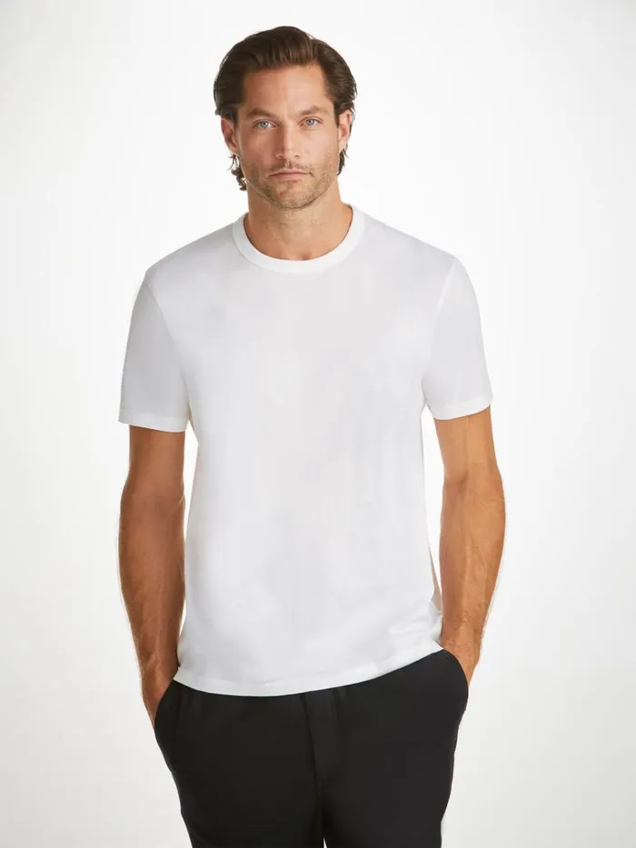 Short Sleeve TShirts Men Derek Rose TShirt Barny Pima Cotton White
