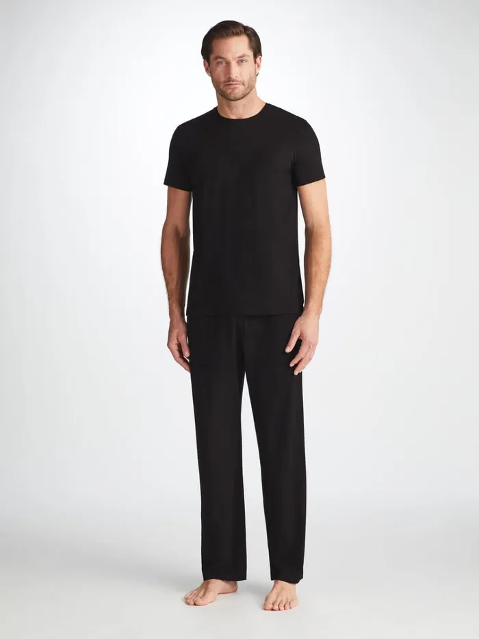 Short Sleeve TShirts Men Derek Rose TShirt Basel Micro Modal Stretch Black
