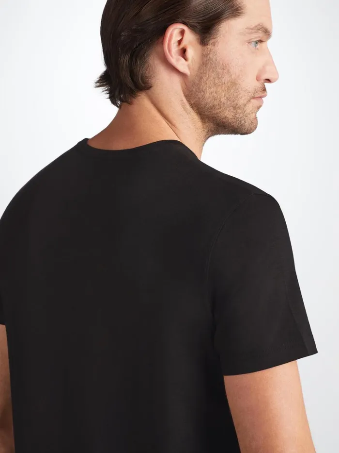 Short Sleeve TShirts Men Derek Rose TShirt Basel Micro Modal Stretch Black