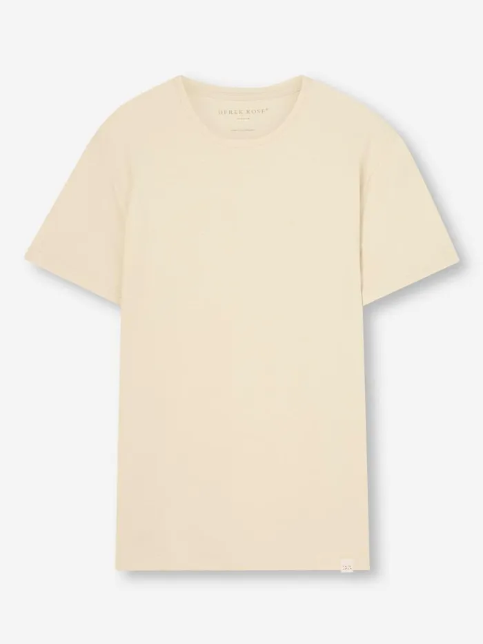 Short Sleeve TShirts Men Derek Rose TShirt Basel Micro Modal Stretch Ecru