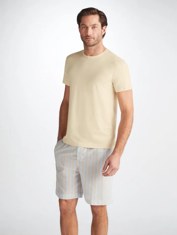 Short Sleeve TShirts Men Derek Rose TShirt Basel Micro Modal Stretch Ecru