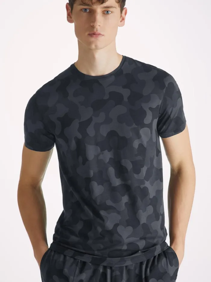 Short Sleeve TShirts Men Derek Rose TShirt London 11 Micro Modal Black