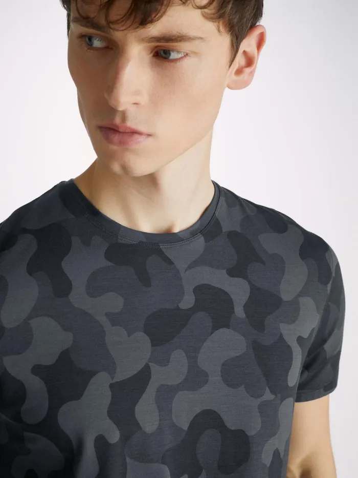 Short Sleeve TShirts Men Derek Rose TShirt London 11 Micro Modal Black