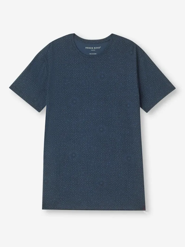 Short Sleeve TShirts Men Derek Rose TShirt London 12 Micro Modal Navy