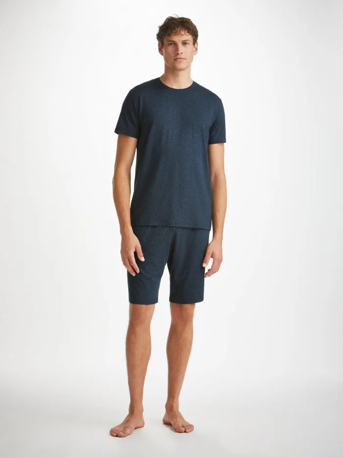 Short Sleeve TShirts Men Derek Rose TShirt London 12 Micro Modal Navy