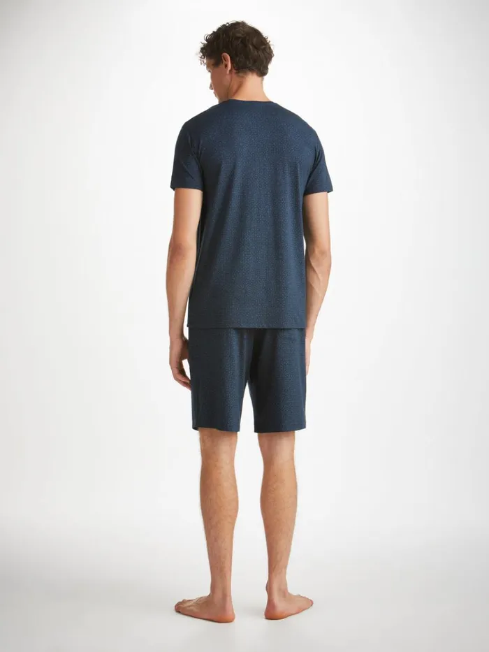Short Sleeve TShirts Men Derek Rose TShirt London 12 Micro Modal Navy