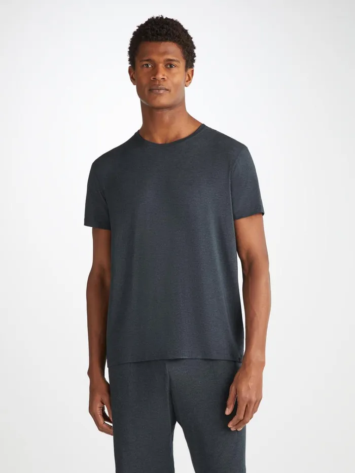 Short Sleeve TShirts Men Derek Rose TShirt Marlowe Micro Modal Stretch Anthracite
