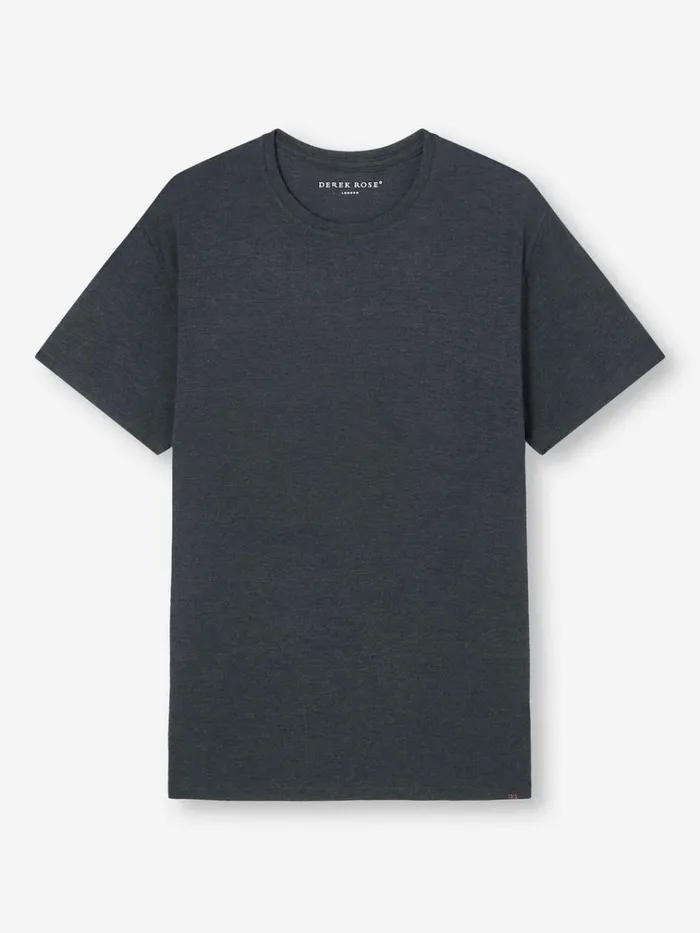 Short Sleeve TShirts Men Derek Rose TShirt Marlowe Micro Modal Stretch Anthracite