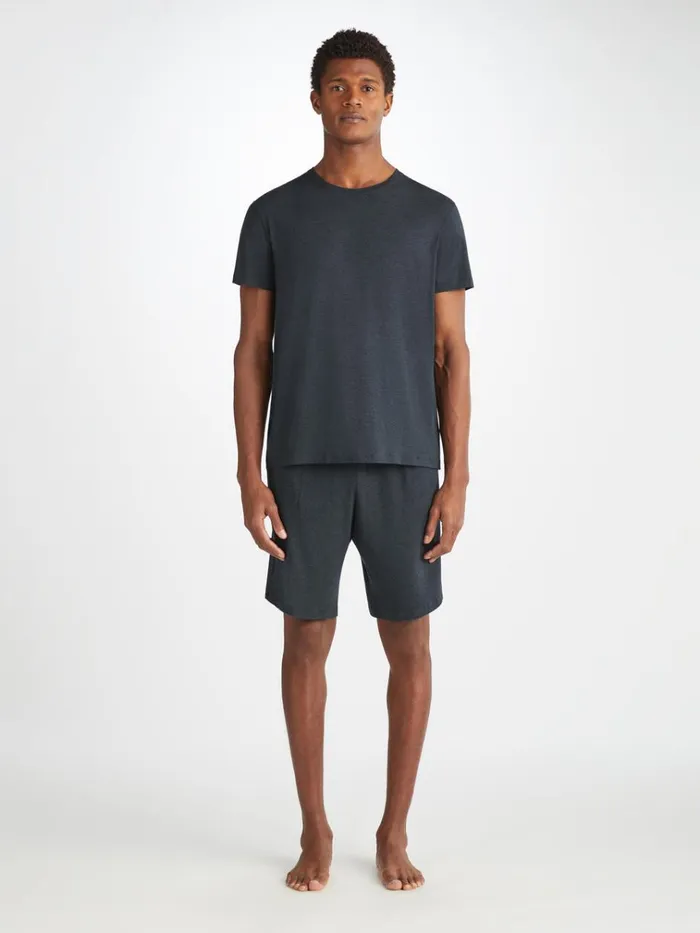 Short Sleeve TShirts Men Derek Rose TShirt Marlowe Micro Modal Stretch Anthracite